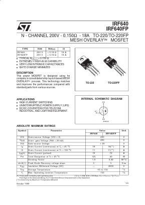 IRF640 Datasheet PDF STMicroelectronics