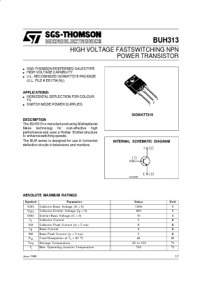 BUH313 Datasheet PDF STMicroelectronics