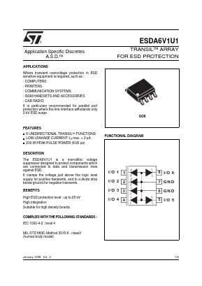 ESDA6V1U1RL Datasheet PDF STMicroelectronics