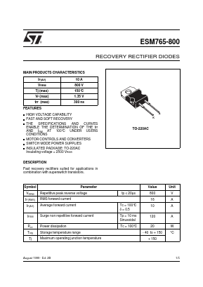 ESM765-800 Datasheet PDF STMicroelectronics