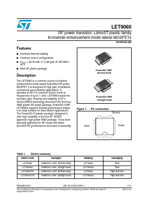 LET9060STR Datasheet PDF STMicroelectronics