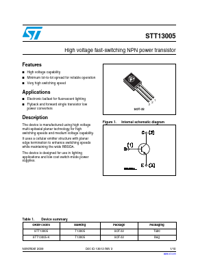 STT13005-K Datasheet PDF STMicroelectronics