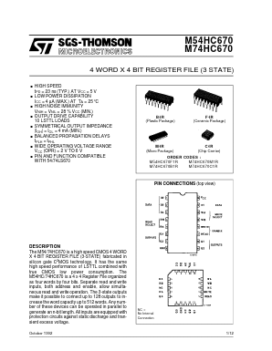 M54HC670F1R Datasheet PDF STMicroelectronics