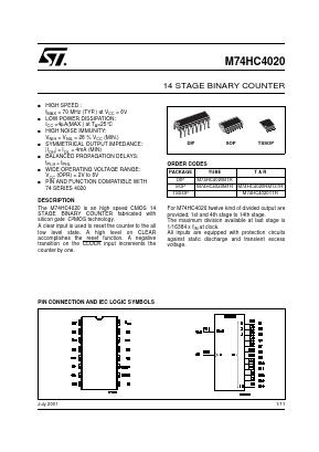 M74HC4020 Datasheet PDF STMicroelectronics