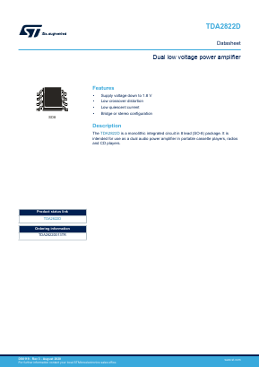 TDA2822D Datasheet PDF STMicroelectronics