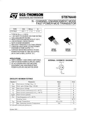 STB7NA40 Datasheet PDF STMicroelectronics