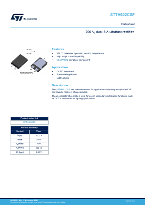 STTH602CSF Datasheet PDF STMicroelectronics