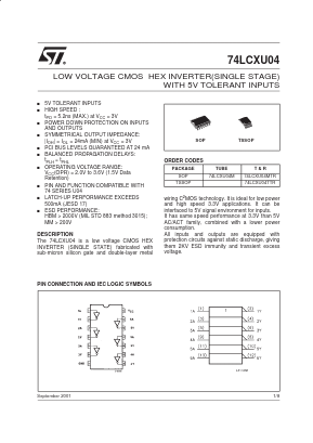 74LCXU04MTR Datasheet PDF STMicroelectronics