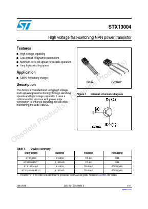 X13004G Datasheet PDF STMicroelectronics