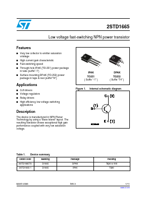 2STD1665 Datasheet PDF STMicroelectronics