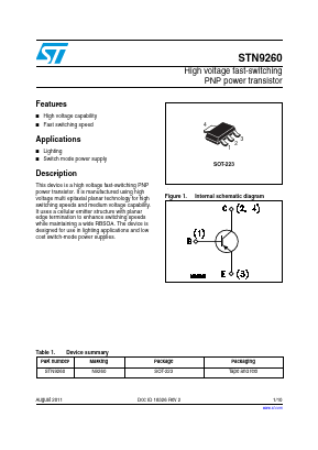 STN9260 Datasheet PDF STMicroelectronics