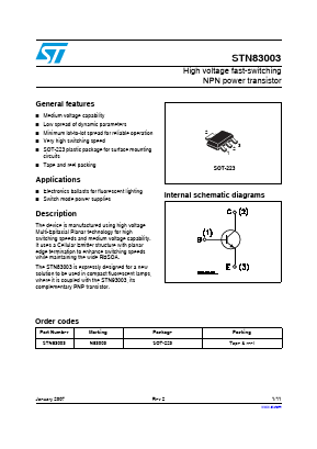 STN83003 Datasheet PDF STMicroelectronics