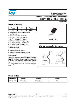 STP12IE95F4 Datasheet PDF STMicroelectronics