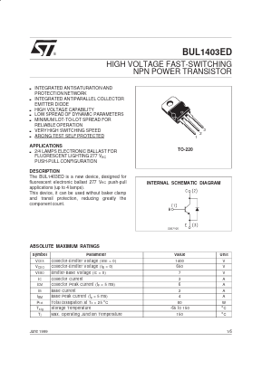 BUL1403ED Datasheet PDF STMicroelectronics