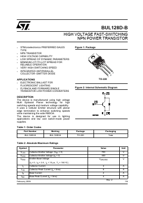 BUL128D-B Datasheet PDF STMicroelectronics