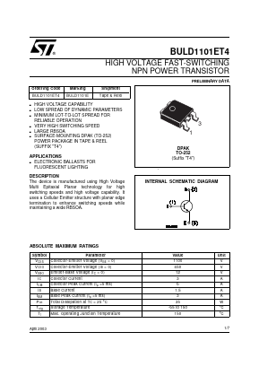 BULD1101E Datasheet PDF STMicroelectronics