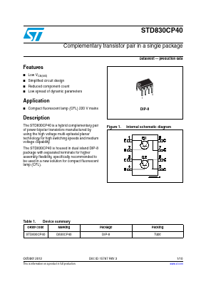 STD830CP40 Datasheet PDF STMicroelectronics