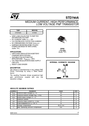 STD790A Datasheet PDF STMicroelectronics