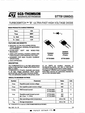 STTB1206D Datasheet PDF STMicroelectronics