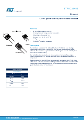 STPSC20H12G Datasheet PDF STMicroelectronics
