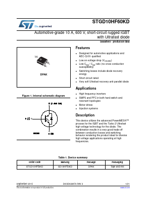 GD10HF60KD Datasheet PDF STMicroelectronics