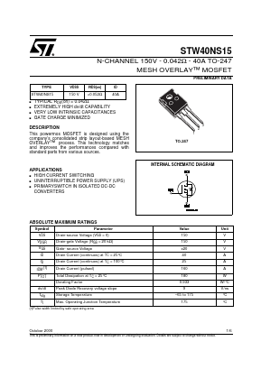 STW40NS15 Datasheet PDF STMicroelectronics