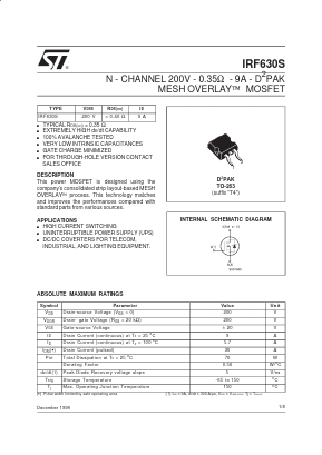 IRF630S Datasheet PDF STMicroelectronics