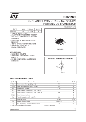 STN1N20 Datasheet PDF STMicroelectronics