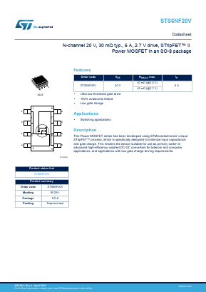 STS6NF20V Datasheet PDF STMicroelectronics