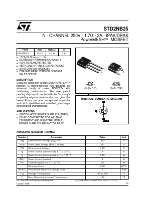 STD2NB25T4 Datasheet PDF STMicroelectronics