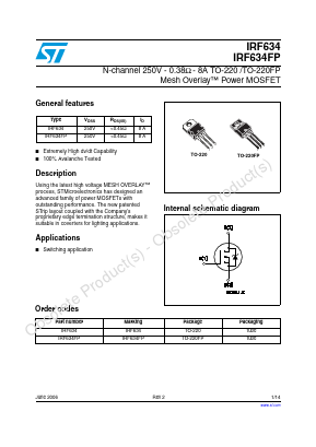 IRF634FP Datasheet PDF STMicroelectronics