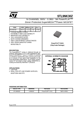 STL9NK30Z Datasheet PDF STMicroelectronics