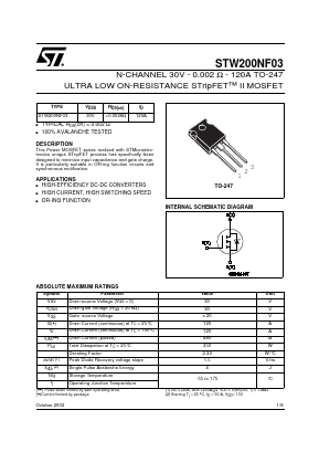STW200NF03 Datasheet PDF STMicroelectronics