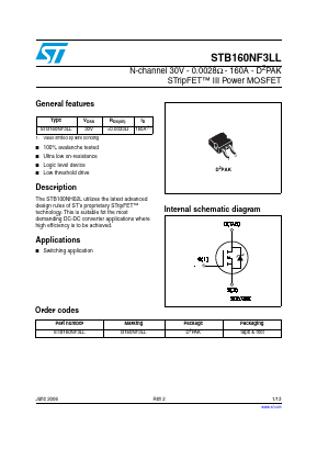 STB160NF3LL Datasheet PDF STMicroelectronics