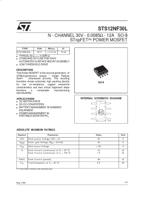 STS12NF30L Datasheet PDF STMicroelectronics