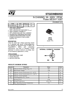 STGD3NB60SD Datasheet PDF STMicroelectronics