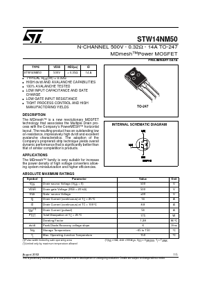 W14NM50 Datasheet PDF STMicroelectronics
