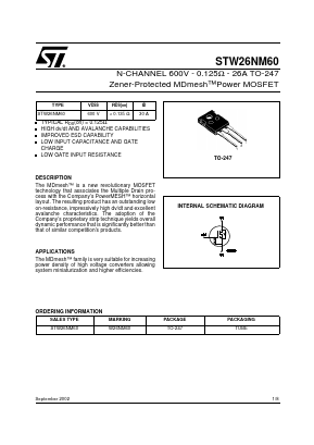 W26NM60 Datasheet PDF STMicroelectronics