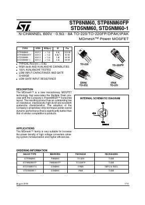 P8NM60 Datasheet PDF STMicroelectronics