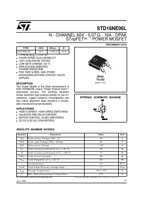 STD16NE06L Datasheet PDF STMicroelectronics