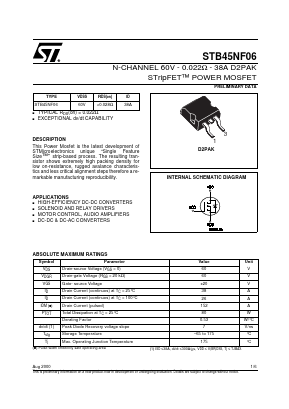 STB45NF06 Datasheet PDF STMicroelectronics