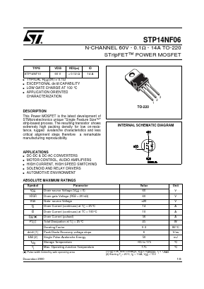 STP14NF06 Datasheet PDF STMicroelectronics