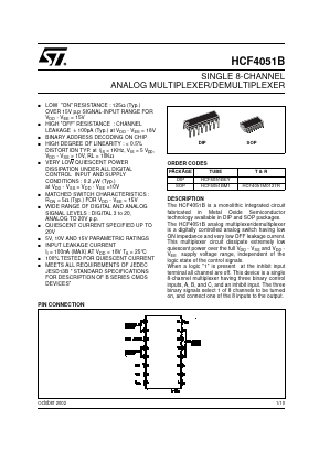 HCF4051BEY_02 Datasheet PDF STMicroelectronics