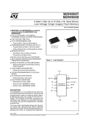 M29W800B-100M5R Datasheet PDF STMicroelectronics