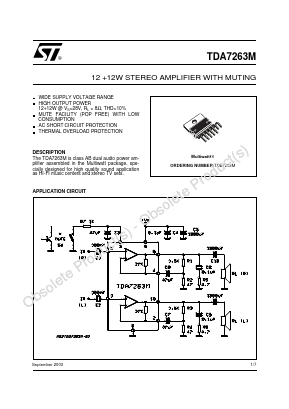 TDA7263M Datasheet PDF STMicroelectronics