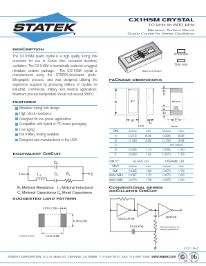 CX1HSM Datasheet PDF STATEK CORPORATION