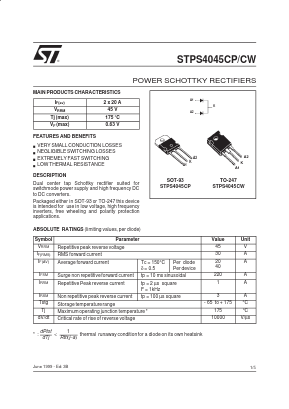 STPS4045CP Datasheet PDF STMicroelectronics