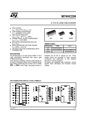 M74HC238M1R Datasheet PDF STMicroelectronics