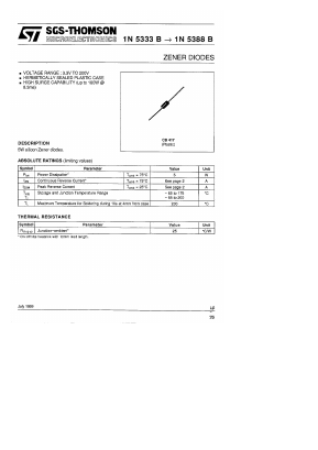 1N5345B Datasheet PDF STMicroelectronics