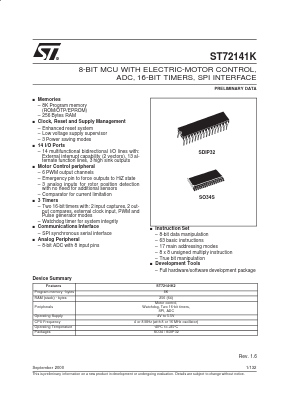 ST72141K Datasheet PDF STMicroelectronics